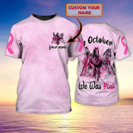 We Wear Pink In October Horse Personalized All Over Print Unisex Tshirt
