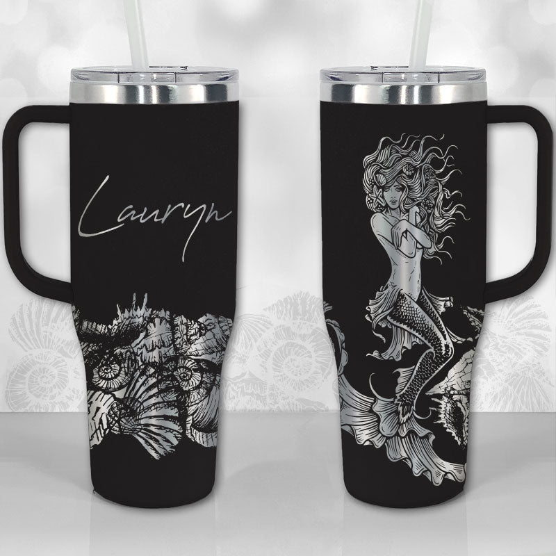 Beautiful Mermaid Motivational Quote Personalized 30oz or 40oz Tumbler with Handle, Best Gifts NVA