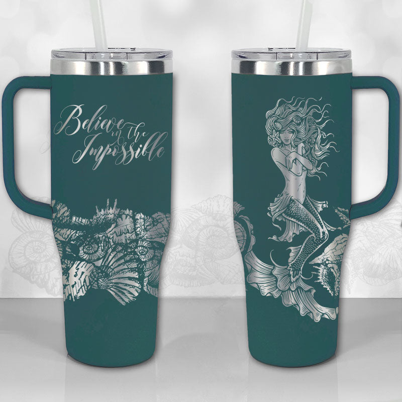 Beautiful Mermaid Motivational Quote Personalized 30oz or 40oz Tumbler with Handle, Best Gifts NVA