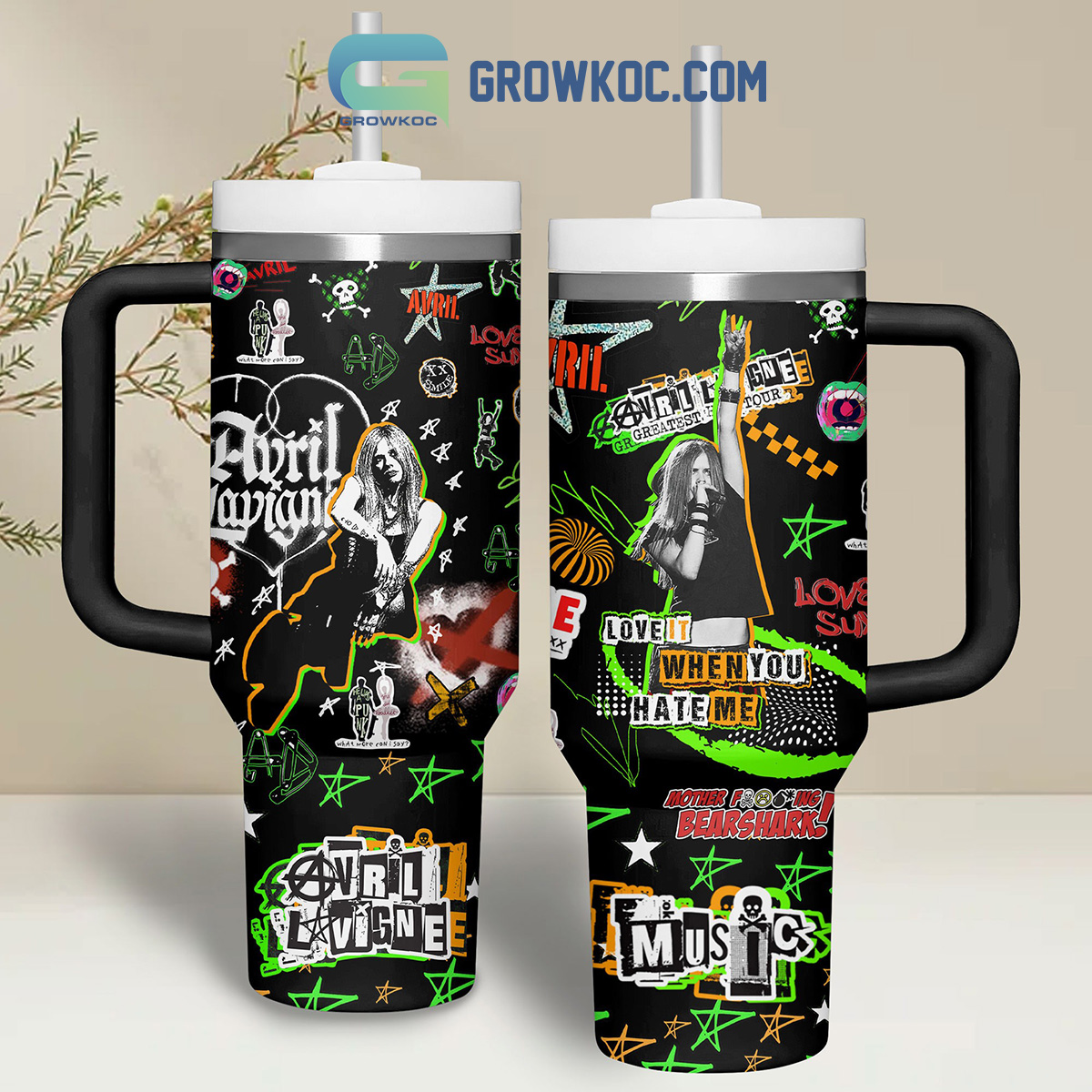 Avril Lavigne Love It When You Hate Me Black Version 30oz or 40oz Stainless Steel Tumbler With Handle HG