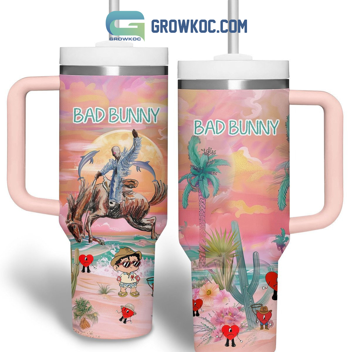Bad Bunny Is Having Vacation Riding Horse 30oz or 40oz Stainless Steel Tumbler With Handle HG