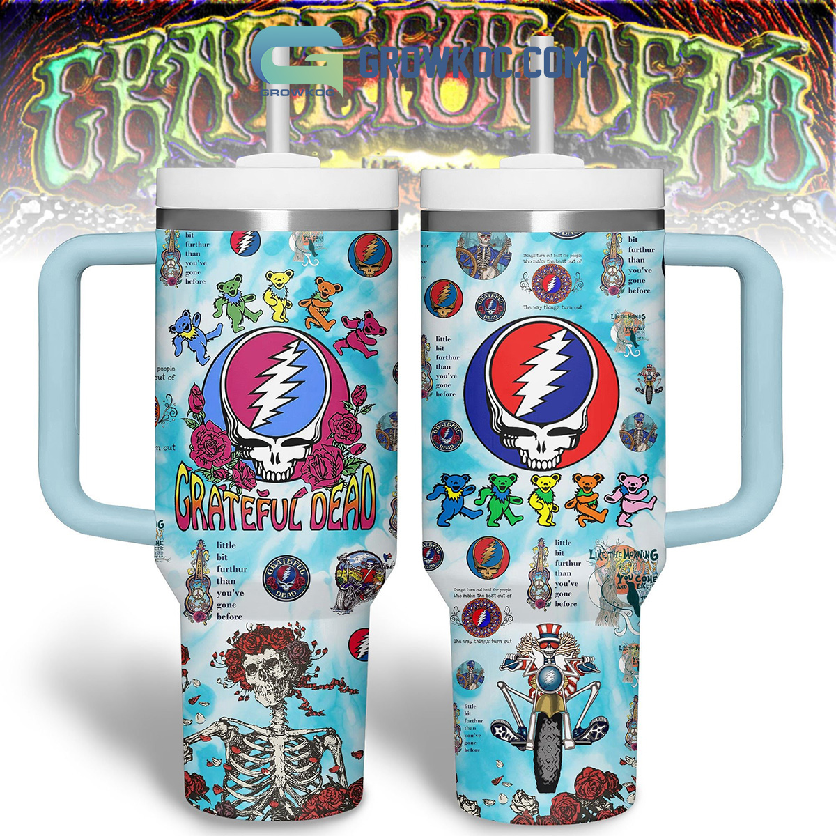 Grateful Dead The Dancing Bears Fan Drawing Fan 30oz or 40oz Stainless Steel Tumbler With Handle HG