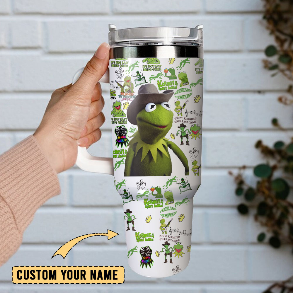 Green Frog Grinch Cartoon Custom Quencher 30oz or 40oz Stainless Steel Tumbler With Handle, Best gifts for Friend Family NVA