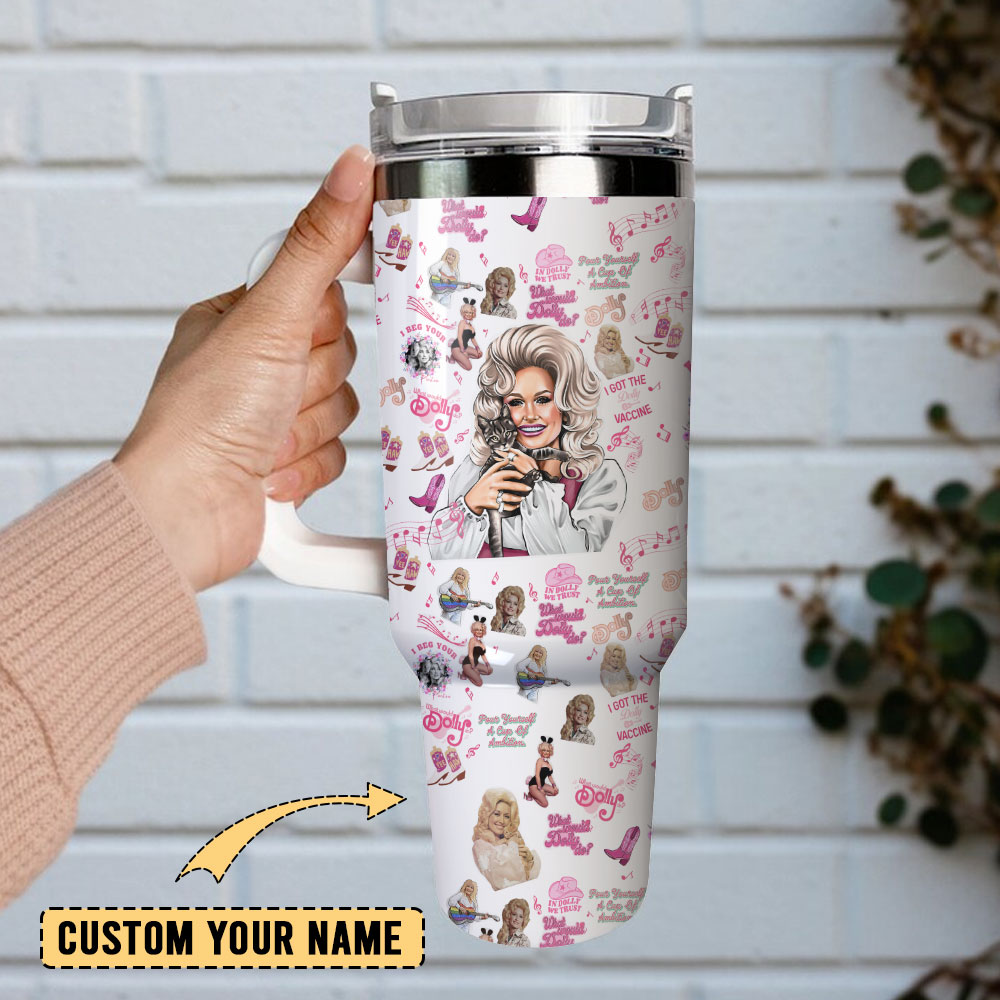 Dolly Parton Singer Song Writer Custom Quencher 30oz or 40oz Stainless Steel Tumbler With Handle, Best gifts for Friend Family NVA