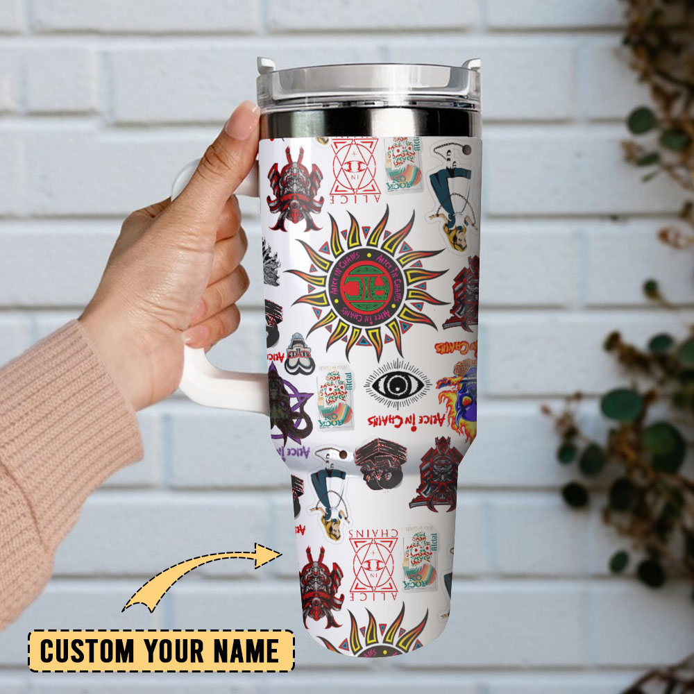 Alice In Chains Rock Band Custom 30oz or 40oz Quencher Stainless Steel Tumbler With Handle, Best Gift Idea NVA, Best Gift Idea NVA