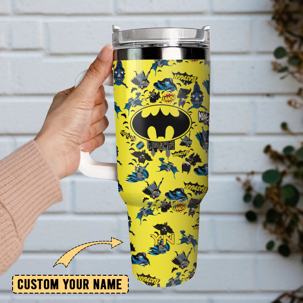 Batman DC Comics Superhero Films Custom 30oz or 40oz Quencher Stainless Steel Tumbler With Handle, Best Gift Idea NVA, Best Gift Idea NVA
