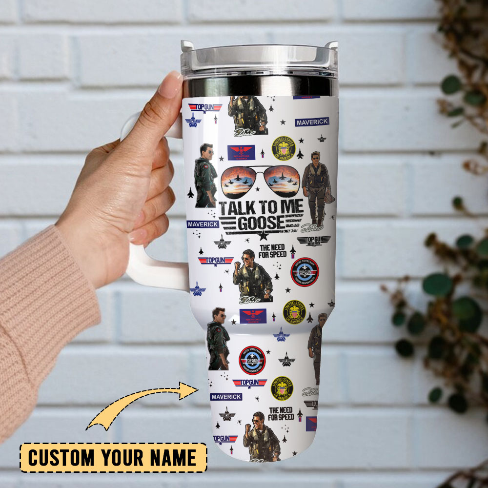 Top Gun Maverick Film Custom Quencher 30oz or 40oz Stainless Steel Tumbler With Handle, Best gifts for Friend Family NVA
