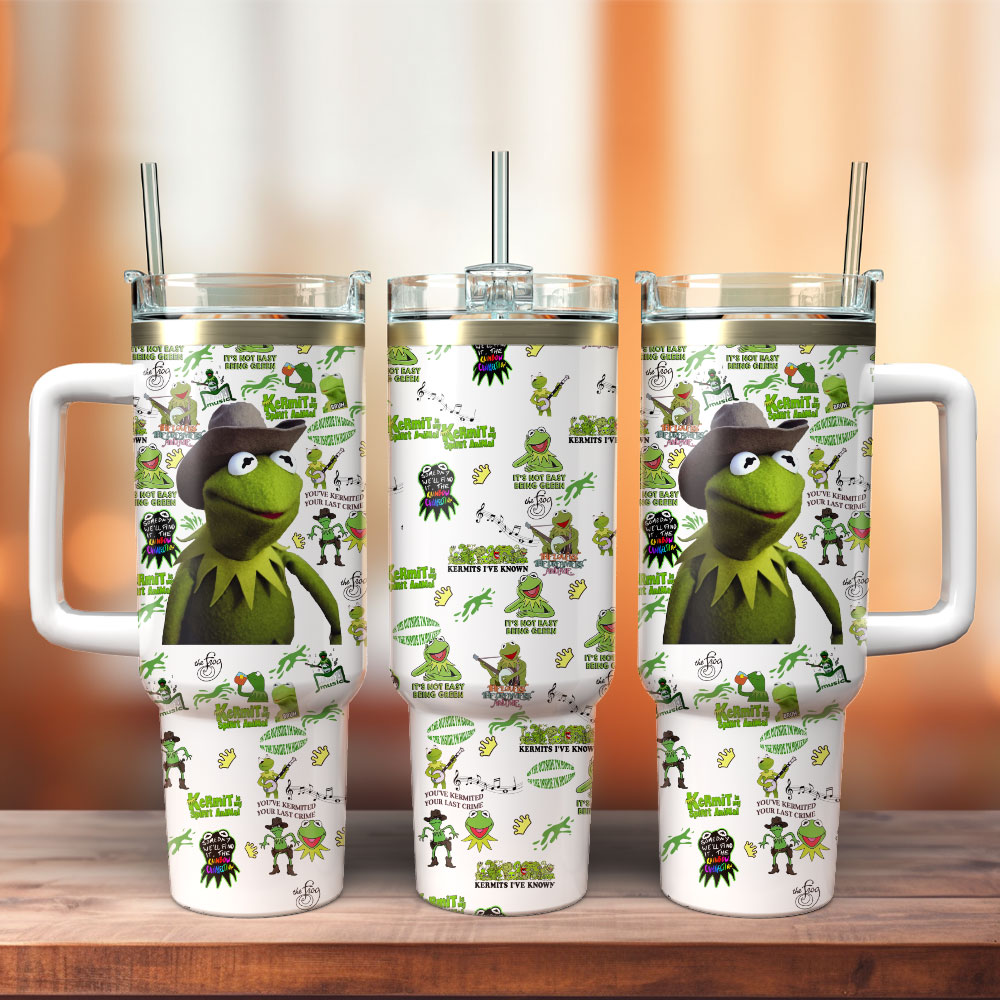 Green Frog Grinch Cartoon Custom Quencher 30oz or 40oz Stainless Steel Tumbler With Handle, Best gifts for Friend Family NVA