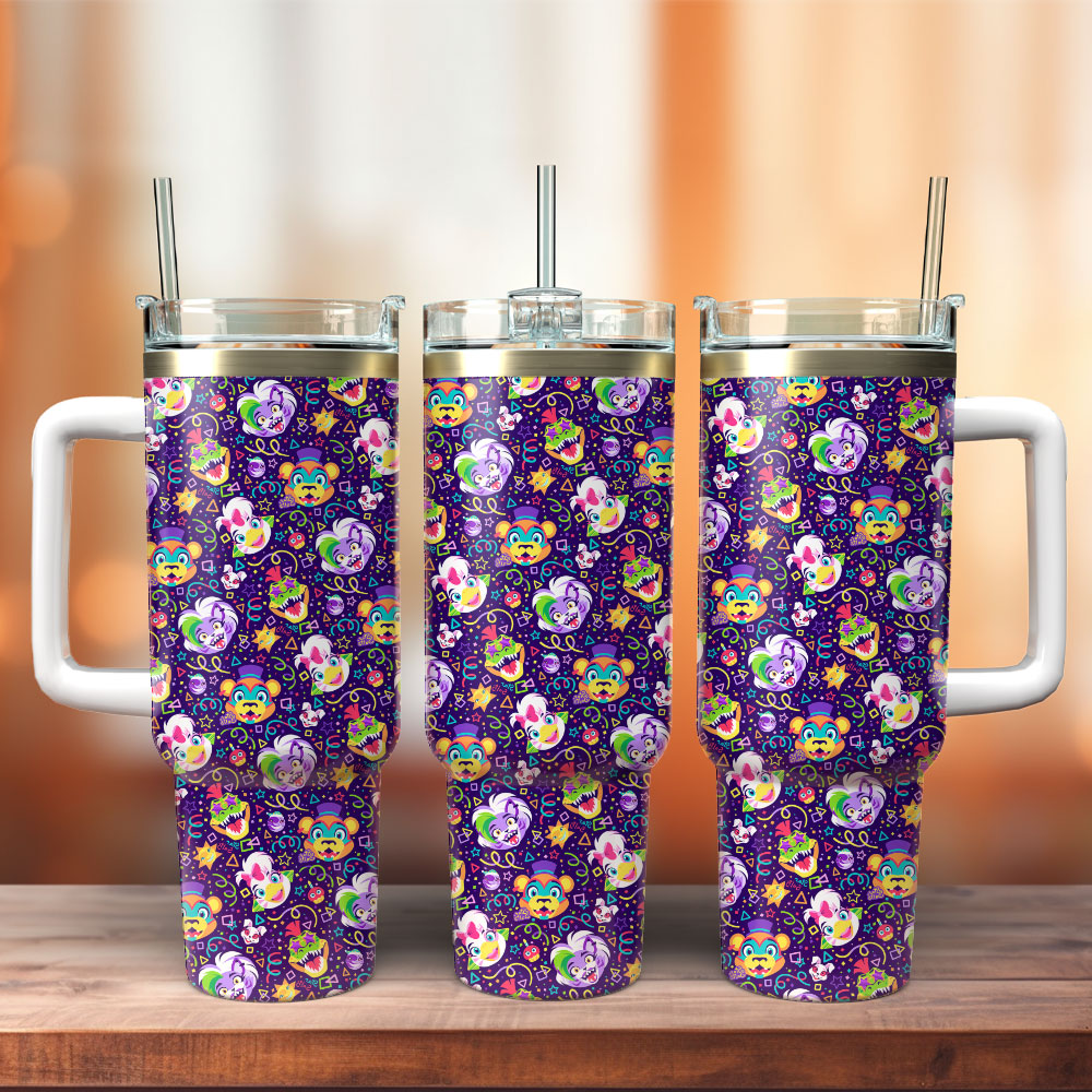 Five Nights At Freddy Amino Games Custom Quencher 30oz or 40oz Stainless Steel Tumbler With Handle, Best gifts for Friend Family NVA