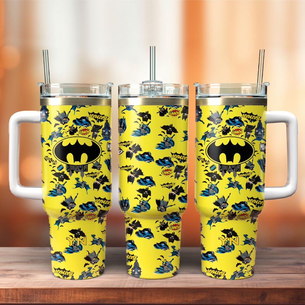 Batman DC Comics Superhero Films Custom 30oz or 40oz Quencher Stainless Steel Tumbler With Handle, Best Gift Idea NVA, Best Gift Idea NVA