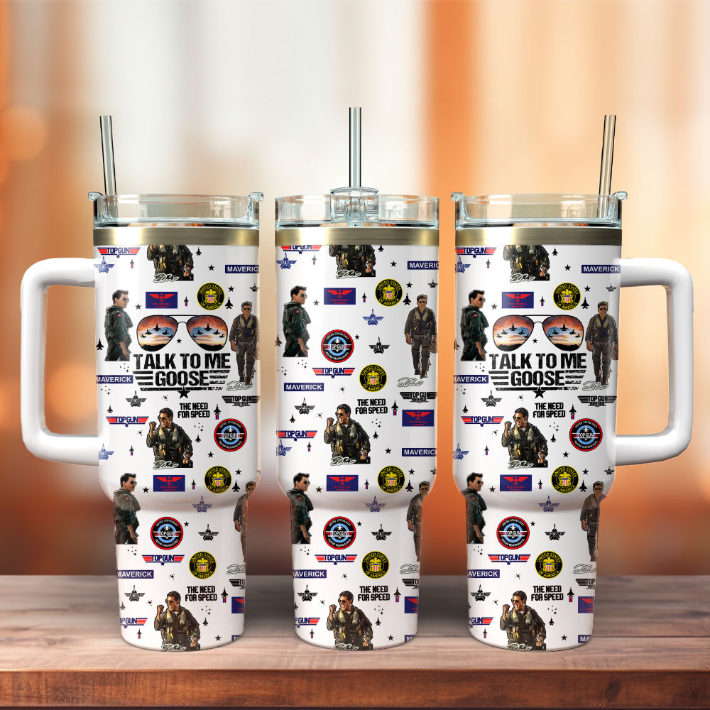 Top Gun Maverick Film Custom Quencher 30oz or 40oz Stainless Steel Tumbler With Handle, Best gifts for Friend Family NVA