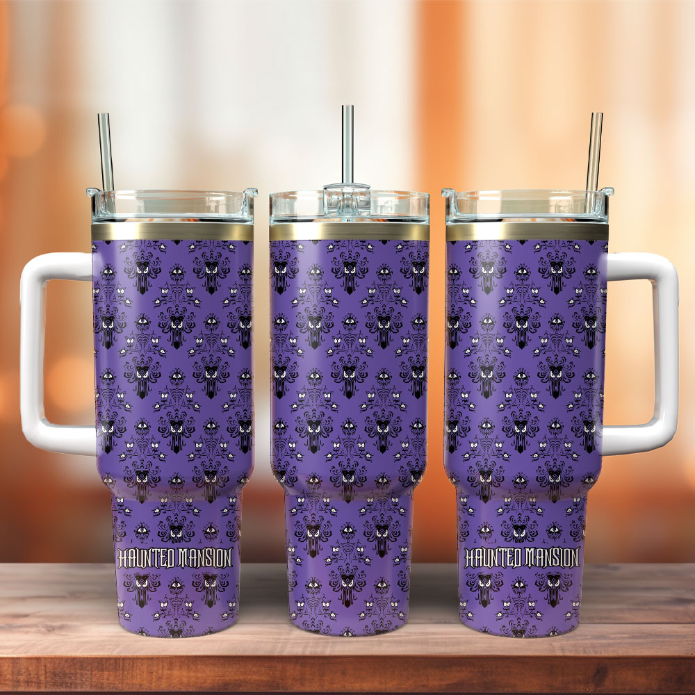 Haunted Mansion Film Disney Custom Quencher 30oz or 40oz Stainless Steel Tumbler With Handle, Best gifts for Friend Family NVA