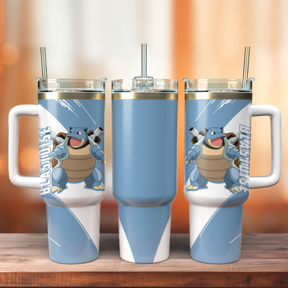 Blastoise Pokemon Anime Custom Quencher 30oz Or 40oz Stainless Steel Tumbler With Handle HG