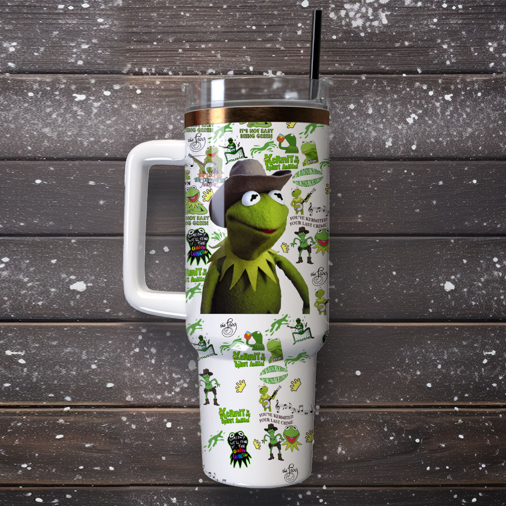 Green Frog Grinch Cartoon Custom Quencher 30oz or 40oz Stainless Steel Tumbler With Handle, Best gifts for Friend Family NVA