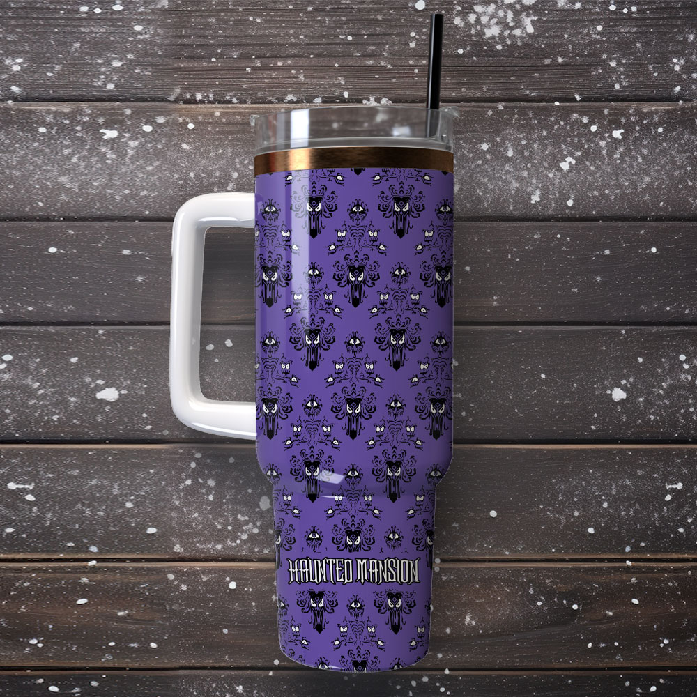 Haunted Mansion Film Disney Custom Quencher 30oz or 40oz Stainless Steel Tumbler With Handle, Best gifts for Friend Family NVA