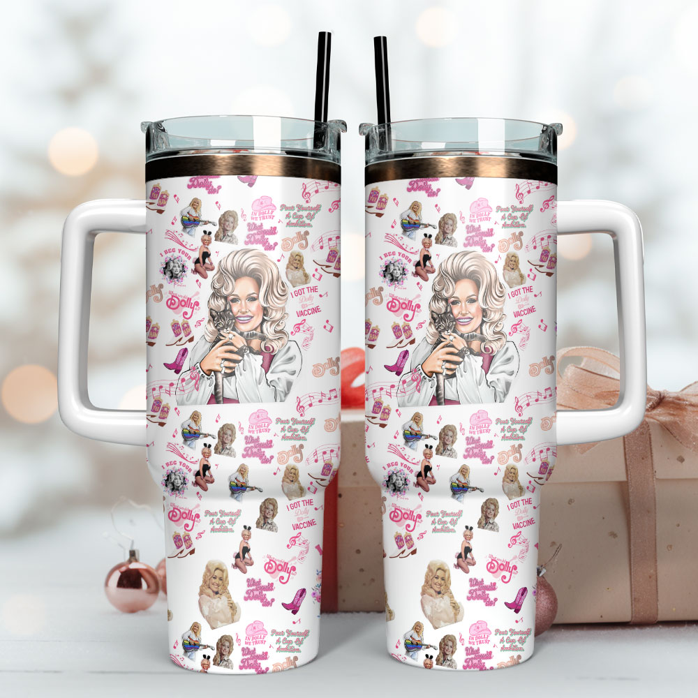 Dolly Parton Singer Song Writer Custom Quencher 30oz or 40oz Stainless Steel Tumbler With Handle, Best gifts for Friend Family NVA