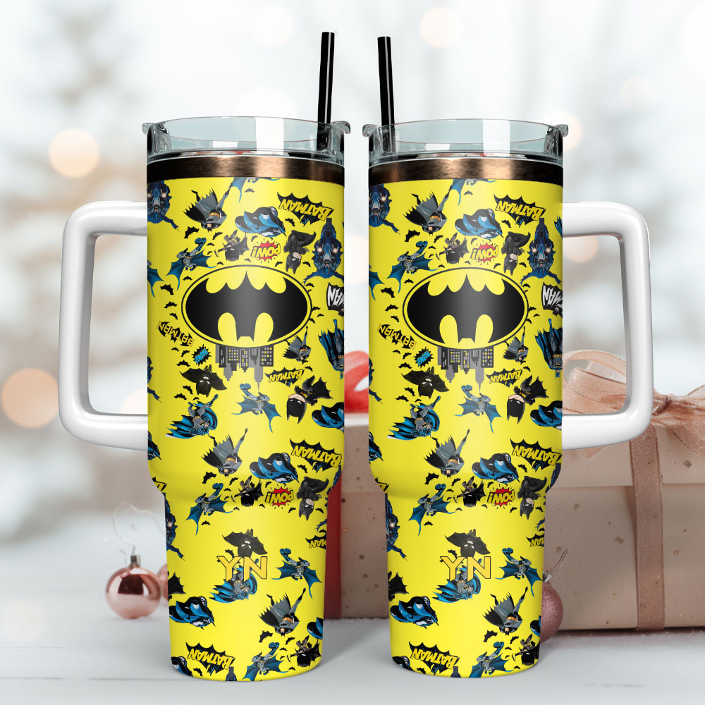 Batman DC Comics Superhero Films Custom 30oz or 40oz Quencher Stainless Steel Tumbler With Handle, Best Gift Idea NVA, Best Gift Idea NVA