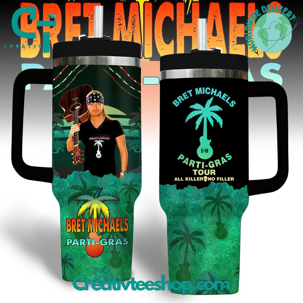 Poison Bret Micheals Parti Gras Gift for Her, Him on Birthday Xmas 30oz or 40oz Tumbler LN