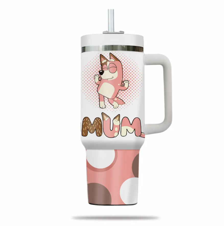 Blu3y Mom Cartoon 30oz or 40oz Tumbler HG Mother's Day Gift Pink