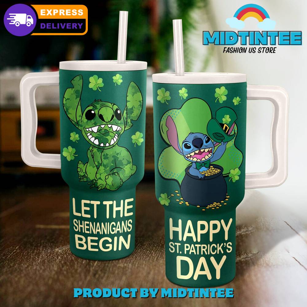 Stitch Happy St Patricks Day Gift for her, him, Birthday Xmas Halloween Gift 30oz or 40oz Tumbler LN