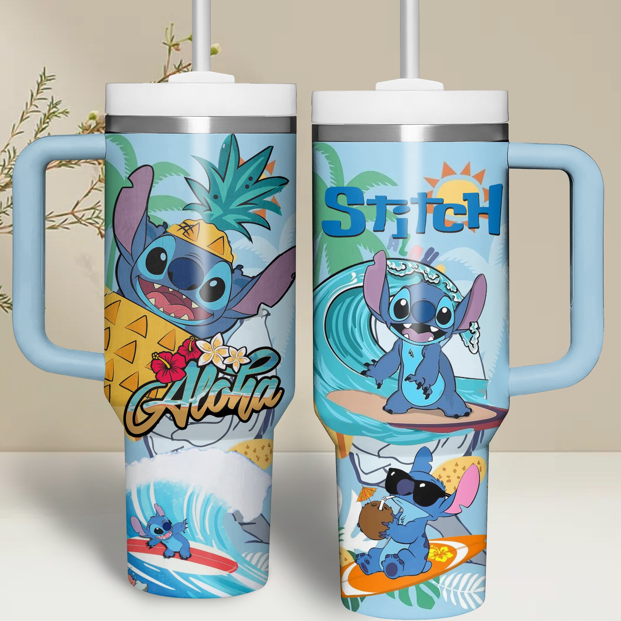 Stitch Summer Aloha Customized 30oz or 40 Oz Tumbler HG