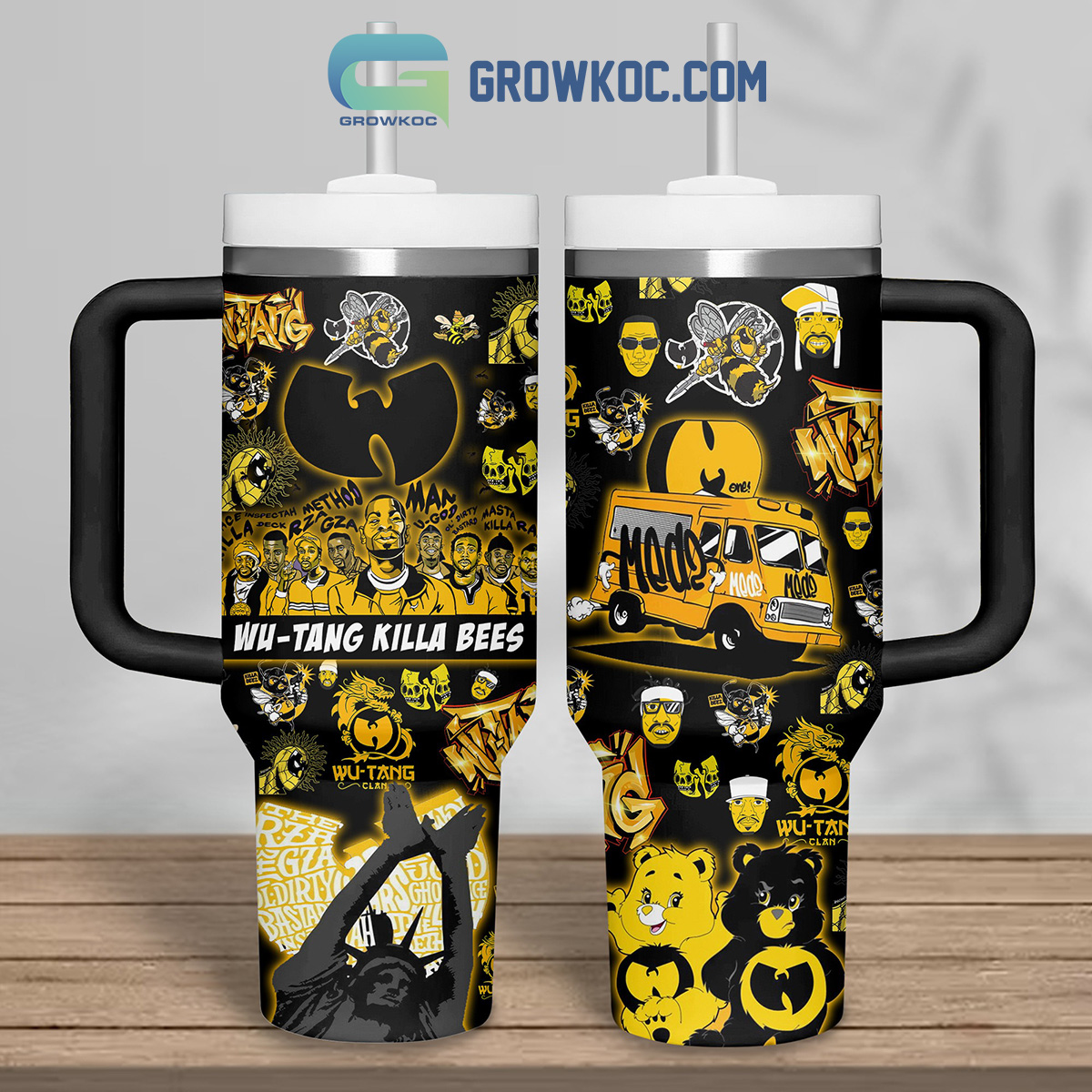 Wu Tang Killa Bees Hip Hop Black Version 30oz or 40oz Stainless Steel Tumbler With Handle HG