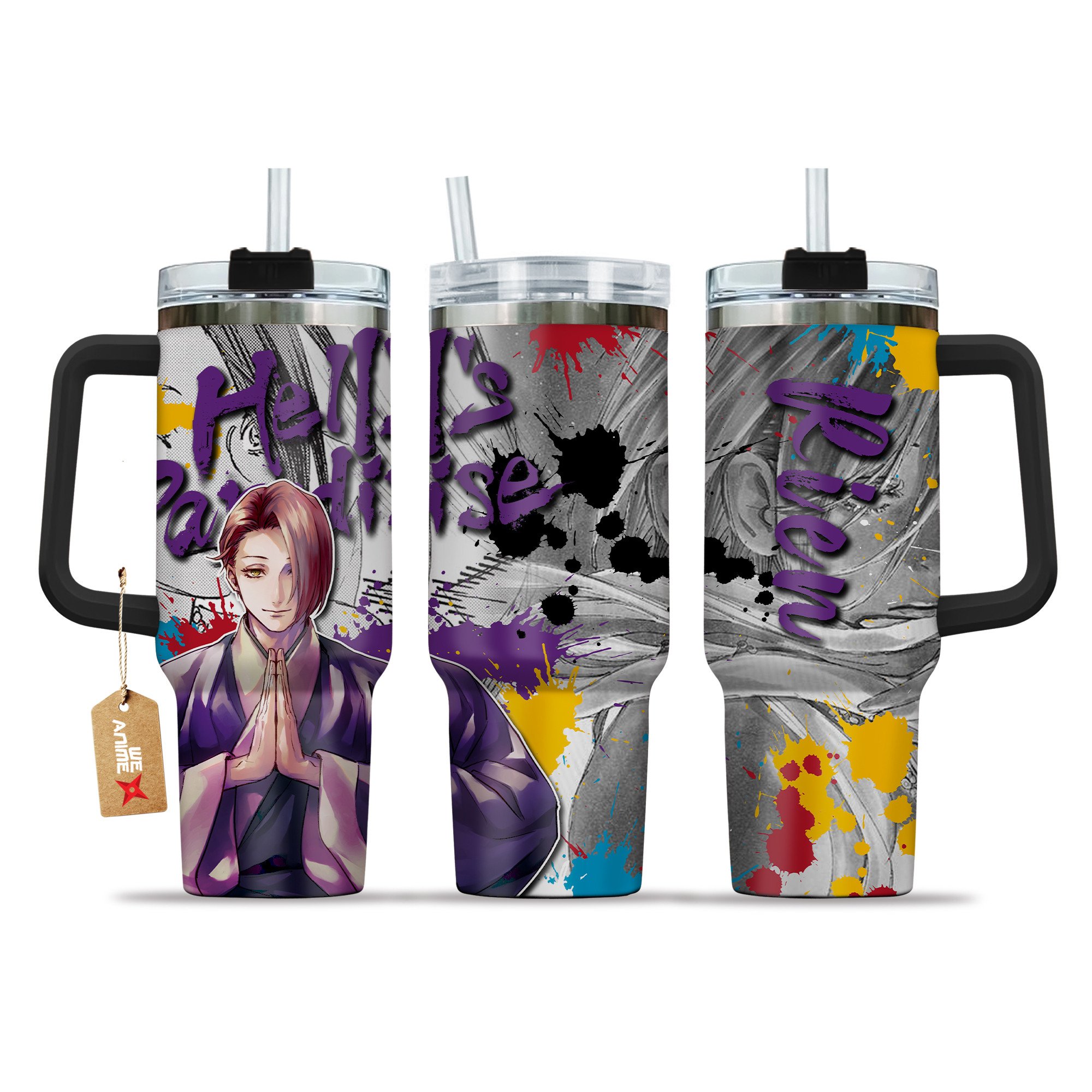 Rien Hell's Paradise Anime Custom Stanley Quencher 30oz or 40 Oz Stainless Steel Tumbler HG With Handle Personalized Anime Cup