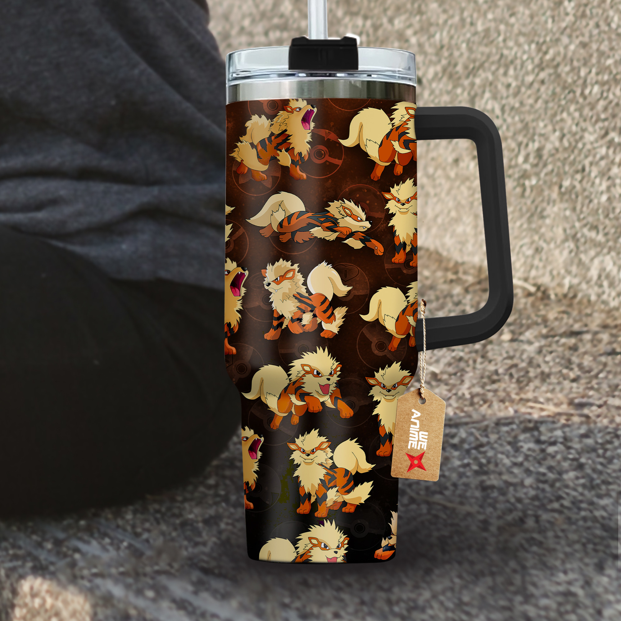 Arcanine Pokemon Anime Custom Quencher 30oz or 40oz Stainless Steel Tumbler With Handle HG