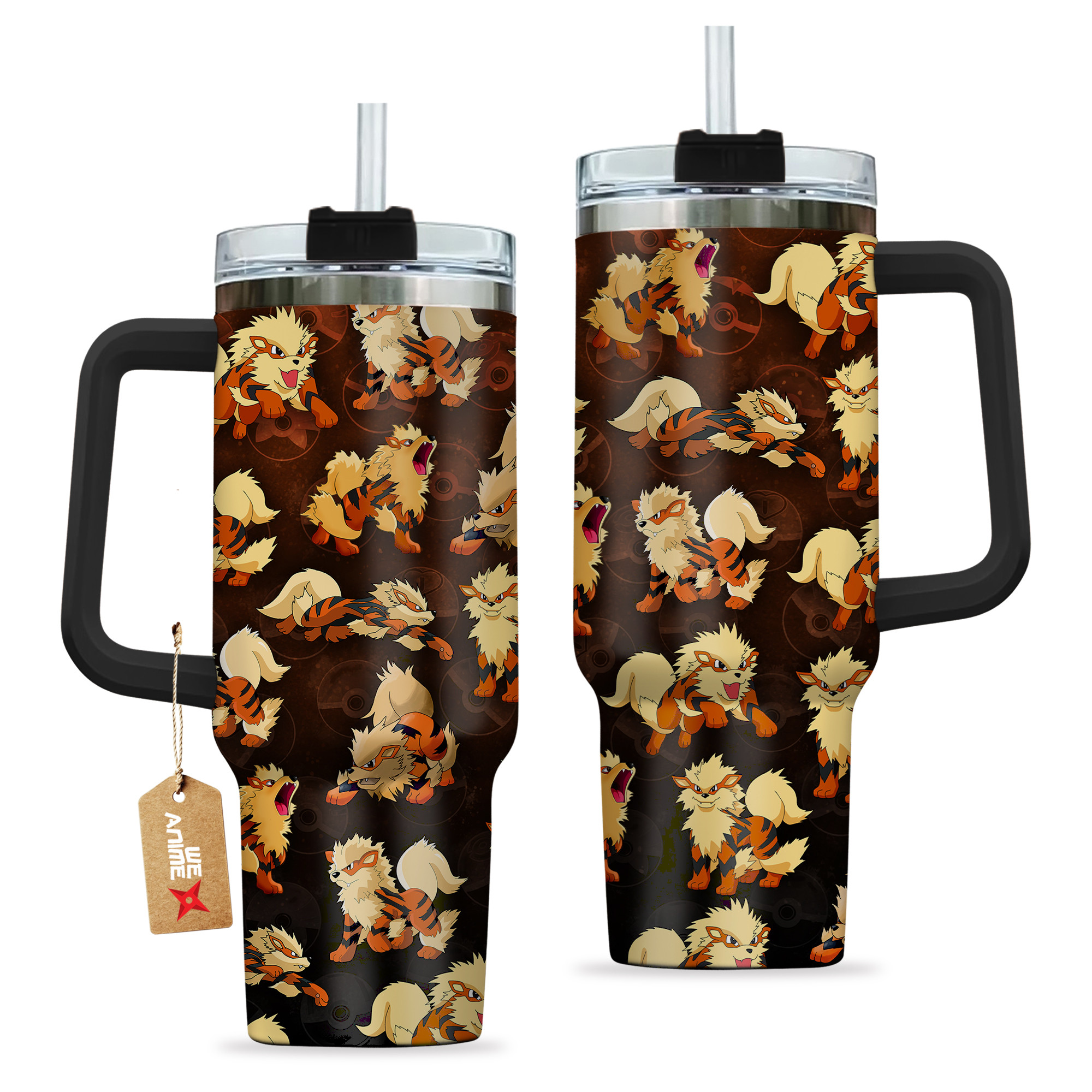 Arcanine Pokemon Anime Custom Quencher 30oz or 40oz Stainless Steel Tumbler With Handle HG