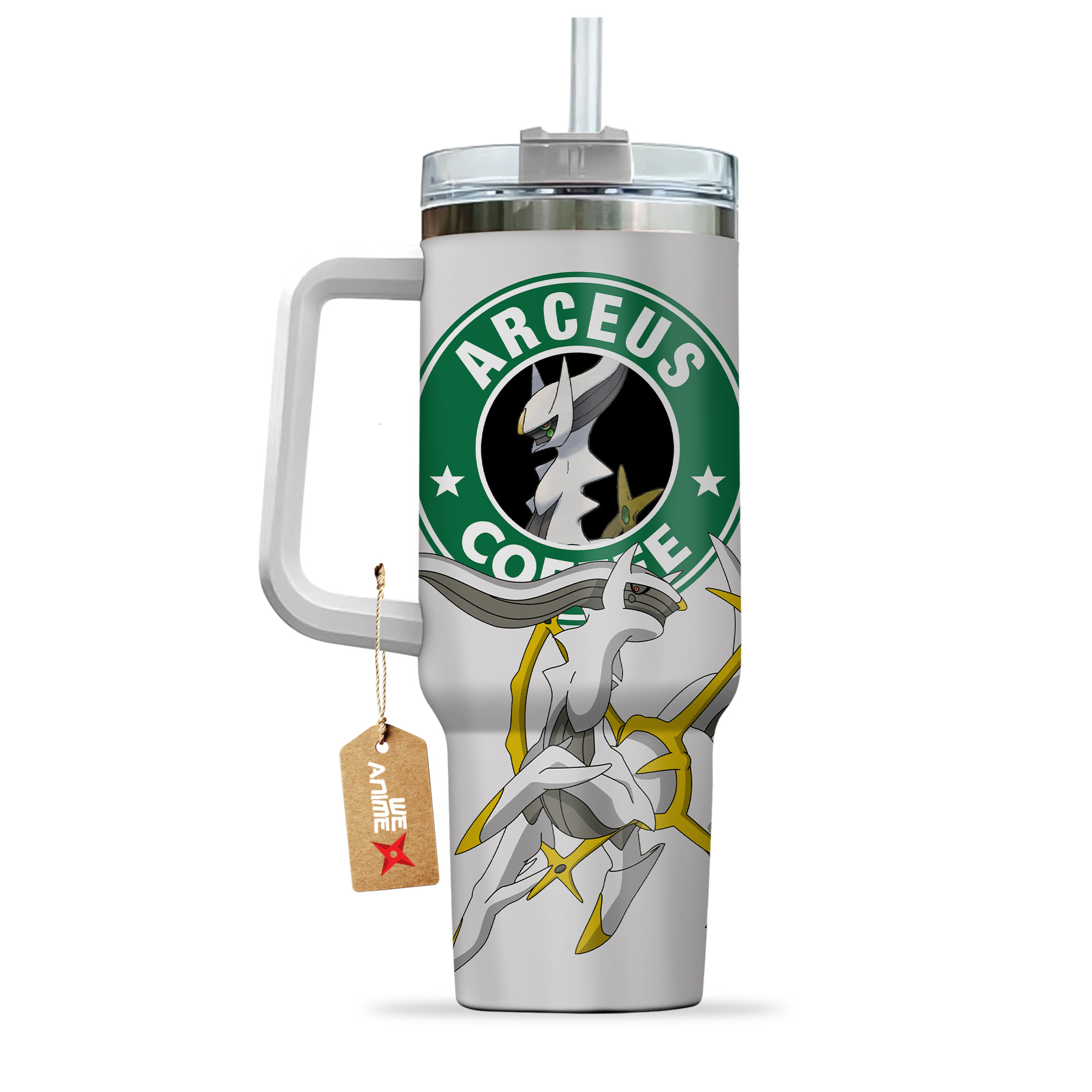 Arceus Coffee Pokemon Anime Custom 30oz or 40oz Quencher Stainless Steel Tumbler With Handle, Best Gift Idea NVA