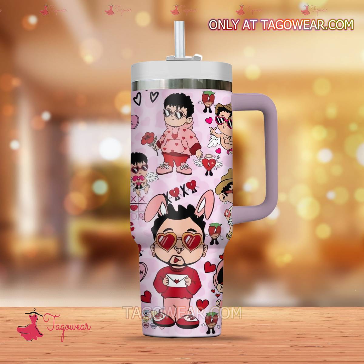 Bad Bunny Chibi Music Custom Quencher 30oz or 40oz Stainless Steel Tumbler HG With Handle