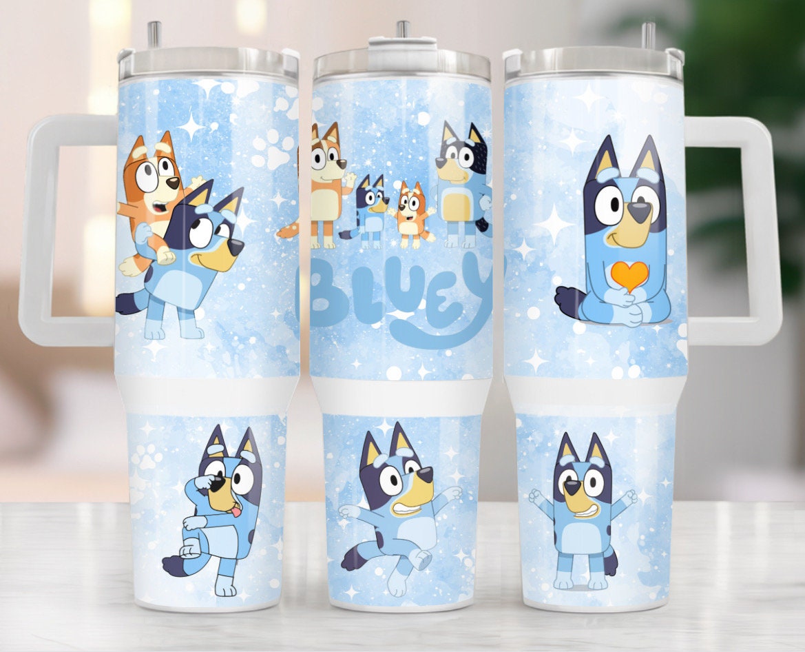 Blu3y Heeler Family Cartoon Custom Quencher 30oz or 40oz Stainless Steel Tumbler With Handle HG