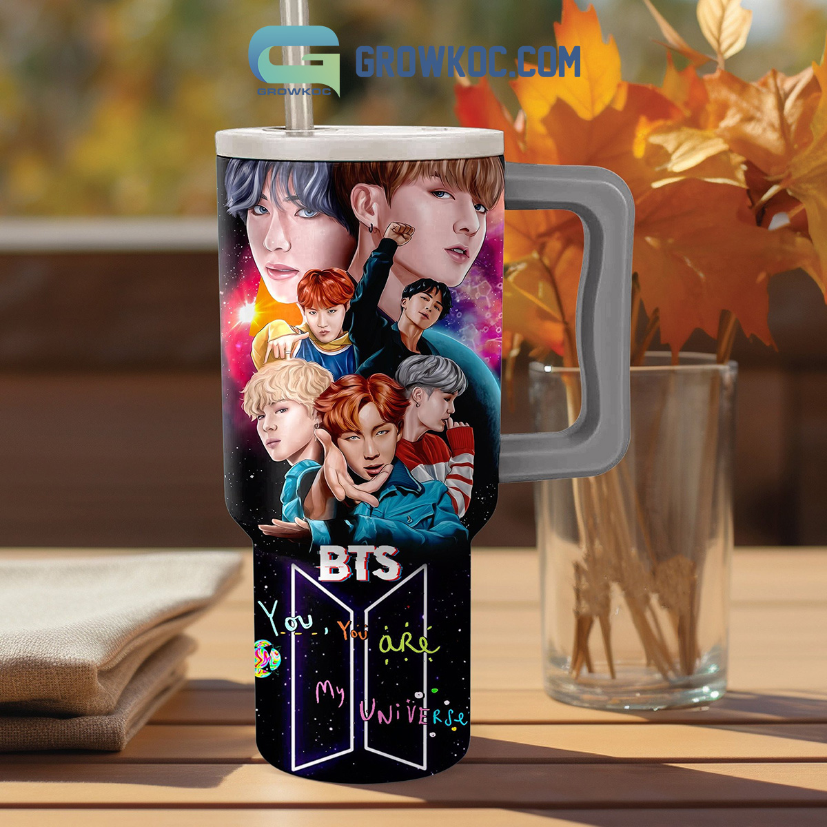 BTS Music You are my universe Custom Stanley Quencher 40oz Stainless Steel Tumbler HG With Handle