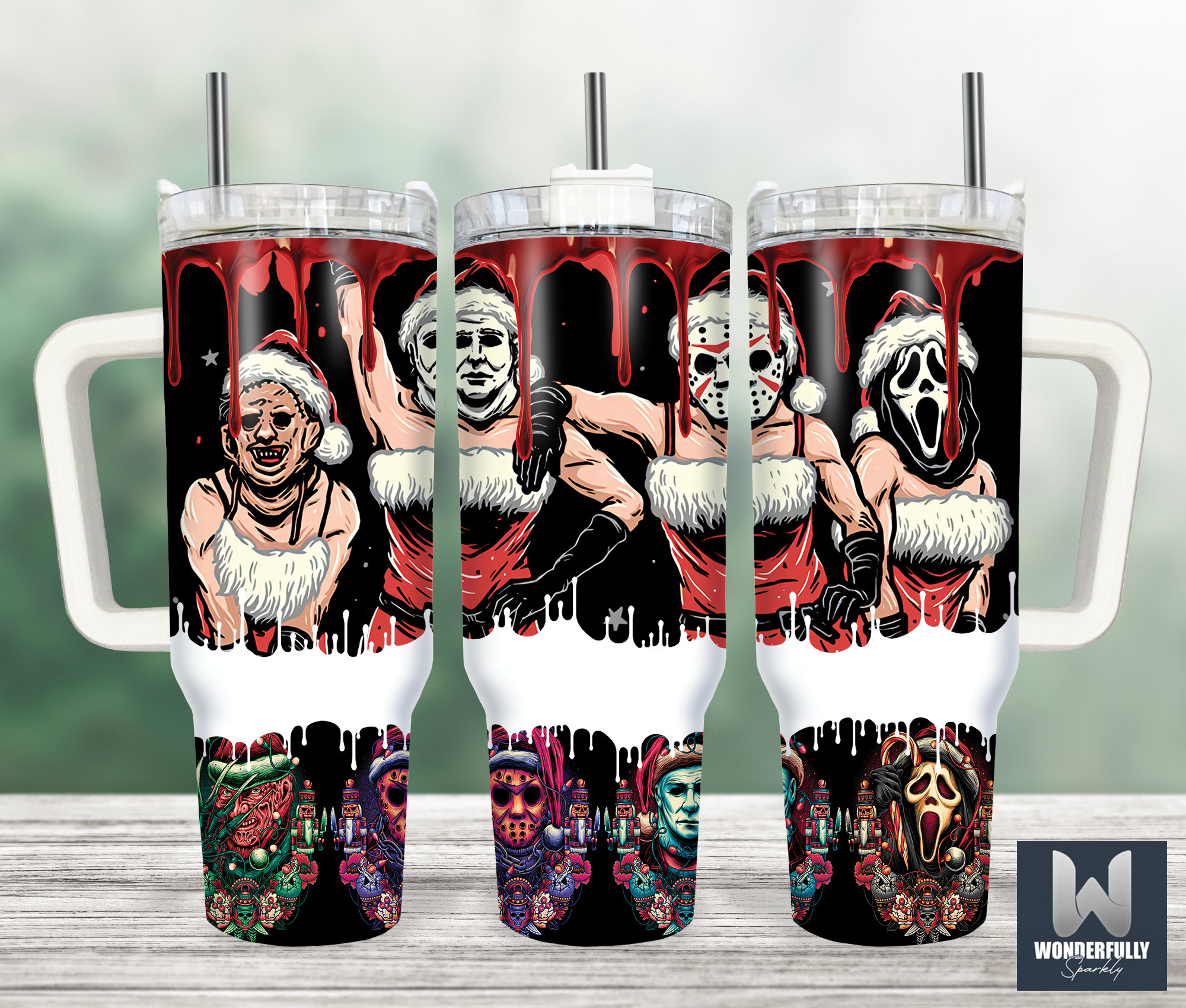 Christmas Serial Killers Horror Movies Custom Quencher 30oz or 40oz Stainless Steel Tumbler With Handle HG