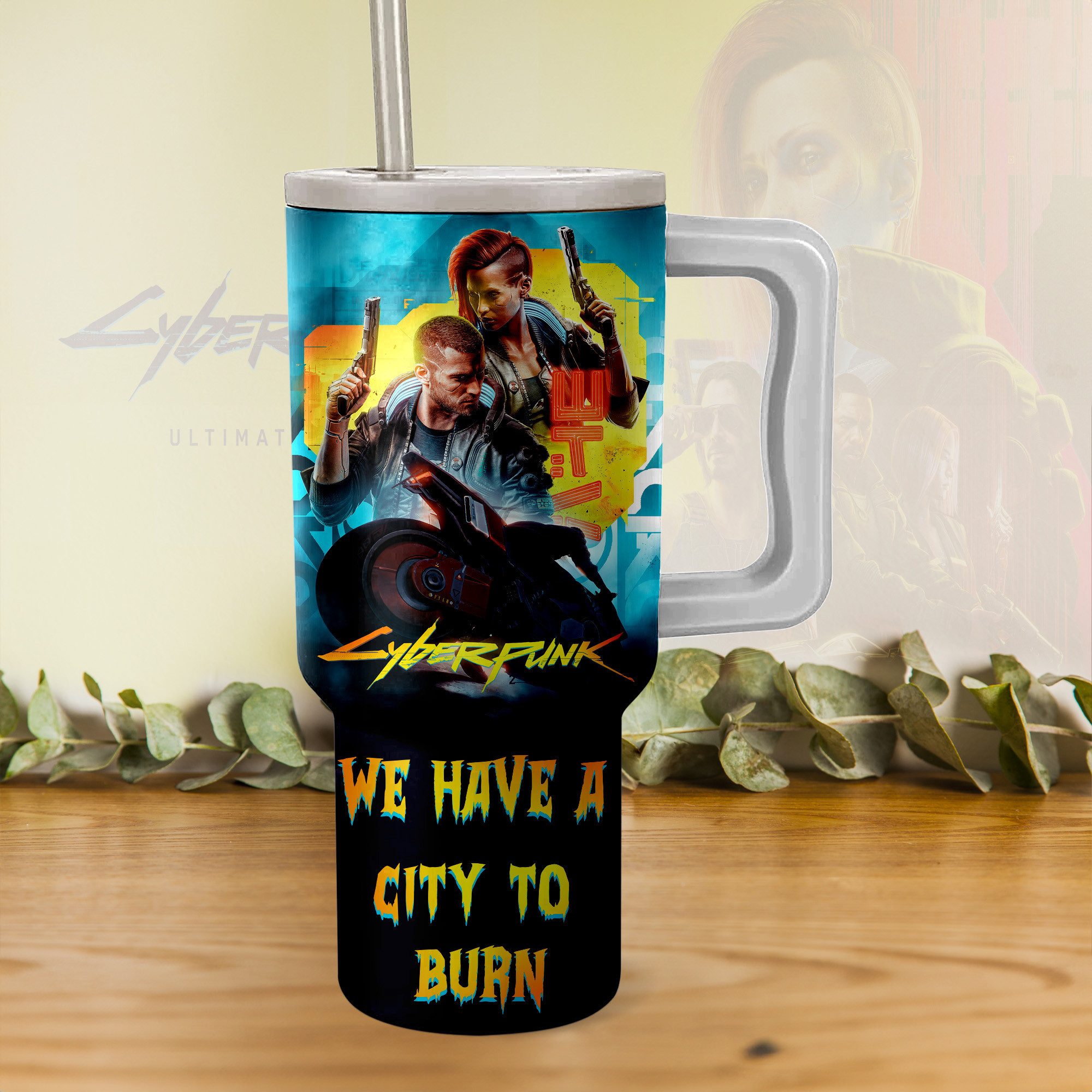 Cyberpunk 2077 Games Custom Quencher 30oz or 40oz Stainless Steel Tumbler HG With Handle