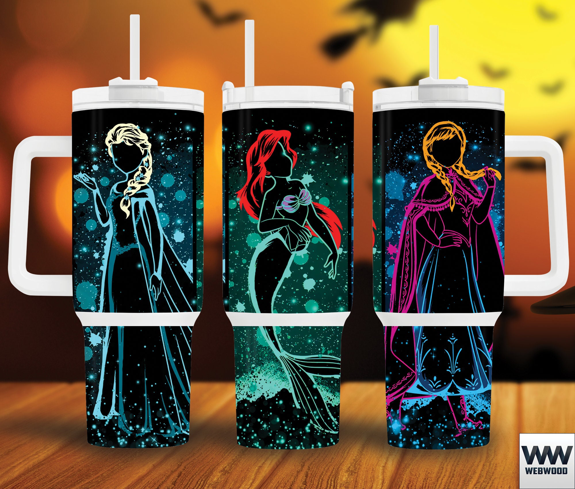 Disney Princesses Cartoon Custom Stanley Quencher 30oz or 40oz Stainless Steel Tumbler With Handle HG