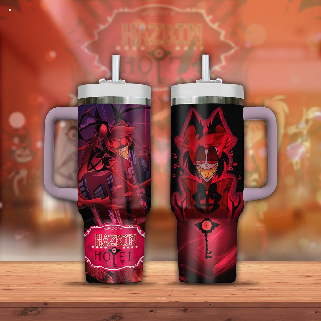 Hazbin Hotel Alastor Cartoon Custom Quencher 30oz or 40oz Stainless Steel Tumbler With Handle HG