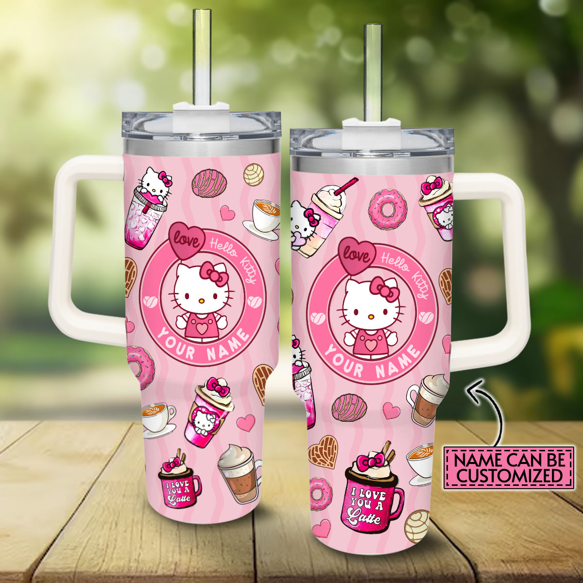 Hello Kitty Cartoon Custom Quencher 30oz or 40oz Stainless Steel Tumbler With Handle HG