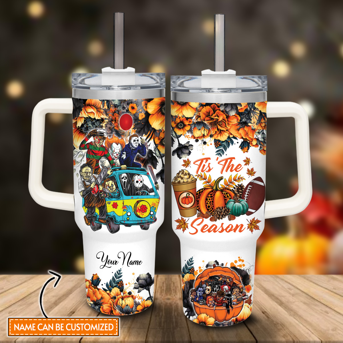 Horror Movie Characters Movie Custom Quencher 30oz or 40oz Stainless Steel Tumbler HG With Handle