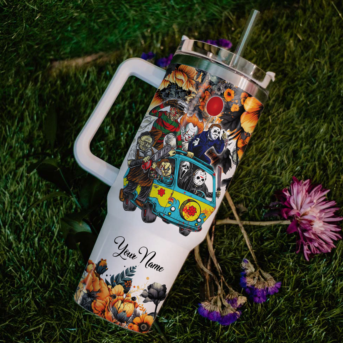 Horror Movie Characters Movie Custom Quencher 30oz or 40oz Stainless Steel Tumbler HG With Handle