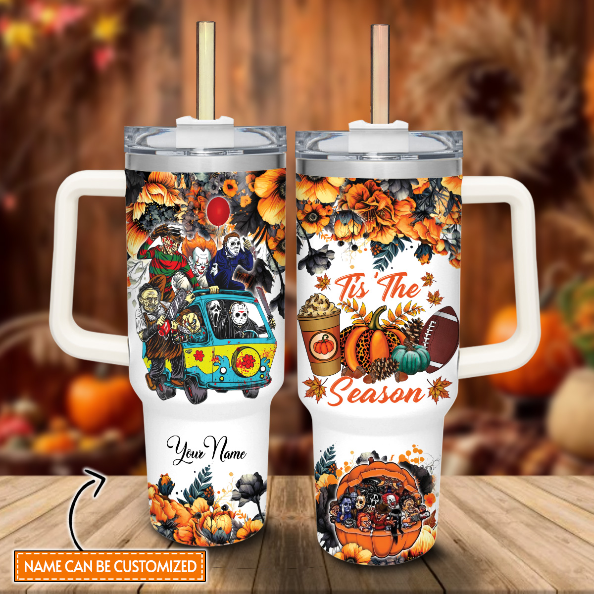 Horror Movie Characters Movie Custom Quencher 30oz or 40oz Stainless Steel Tumbler HG With Handle