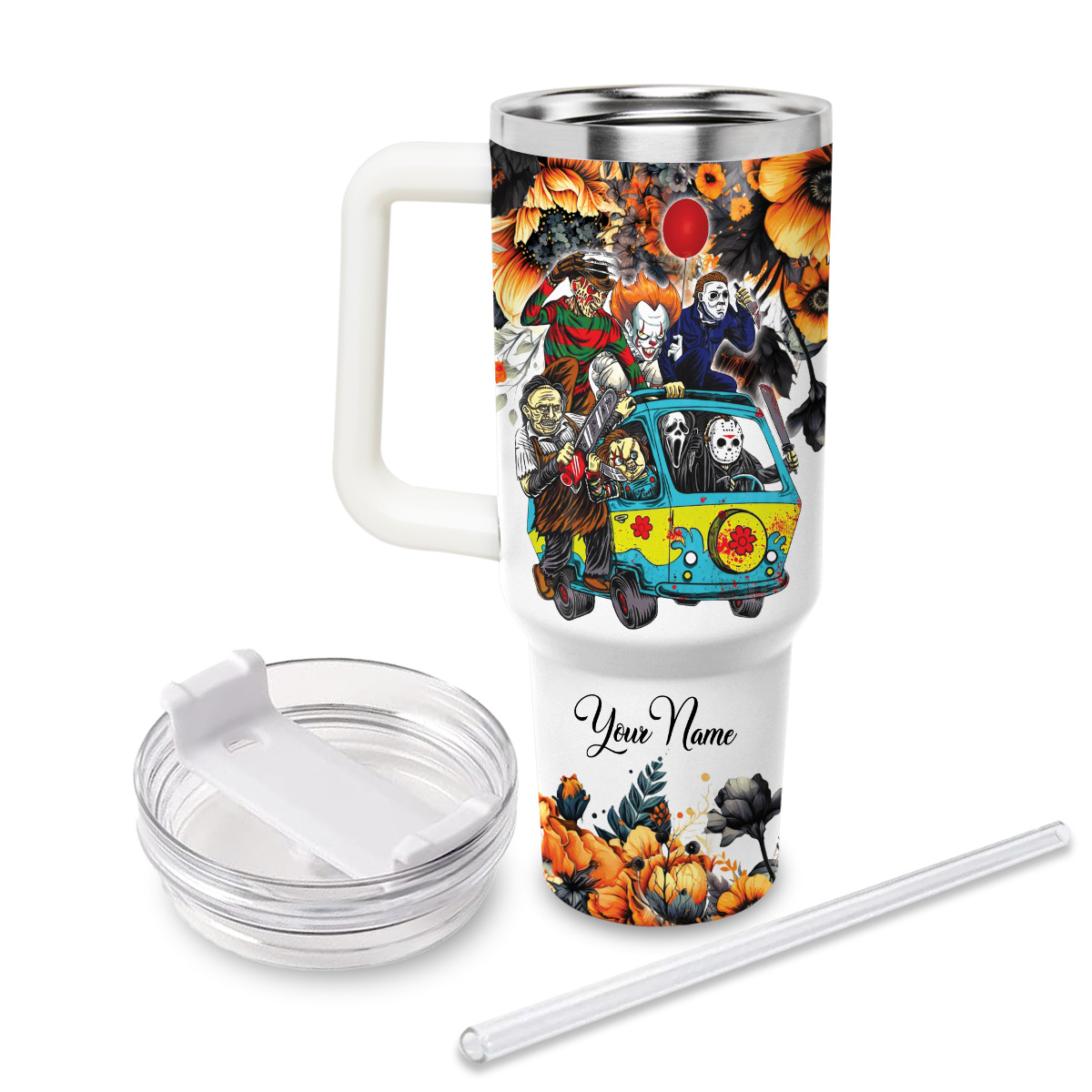 Horror Movie Characters Movie Custom Quencher 30oz or 40oz Stainless Steel Tumbler HG With Handle