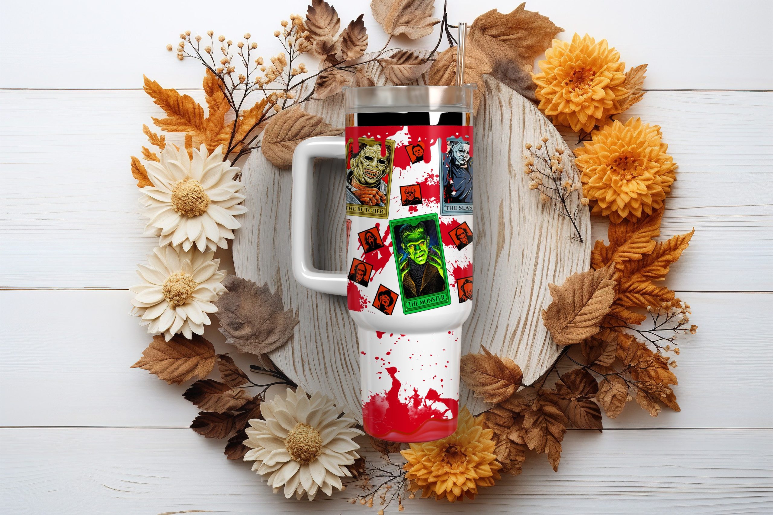Horror Movie Characters Movies Custom Quencher 30oz or 40oz Stainless Steel Tumbler With Handle HG