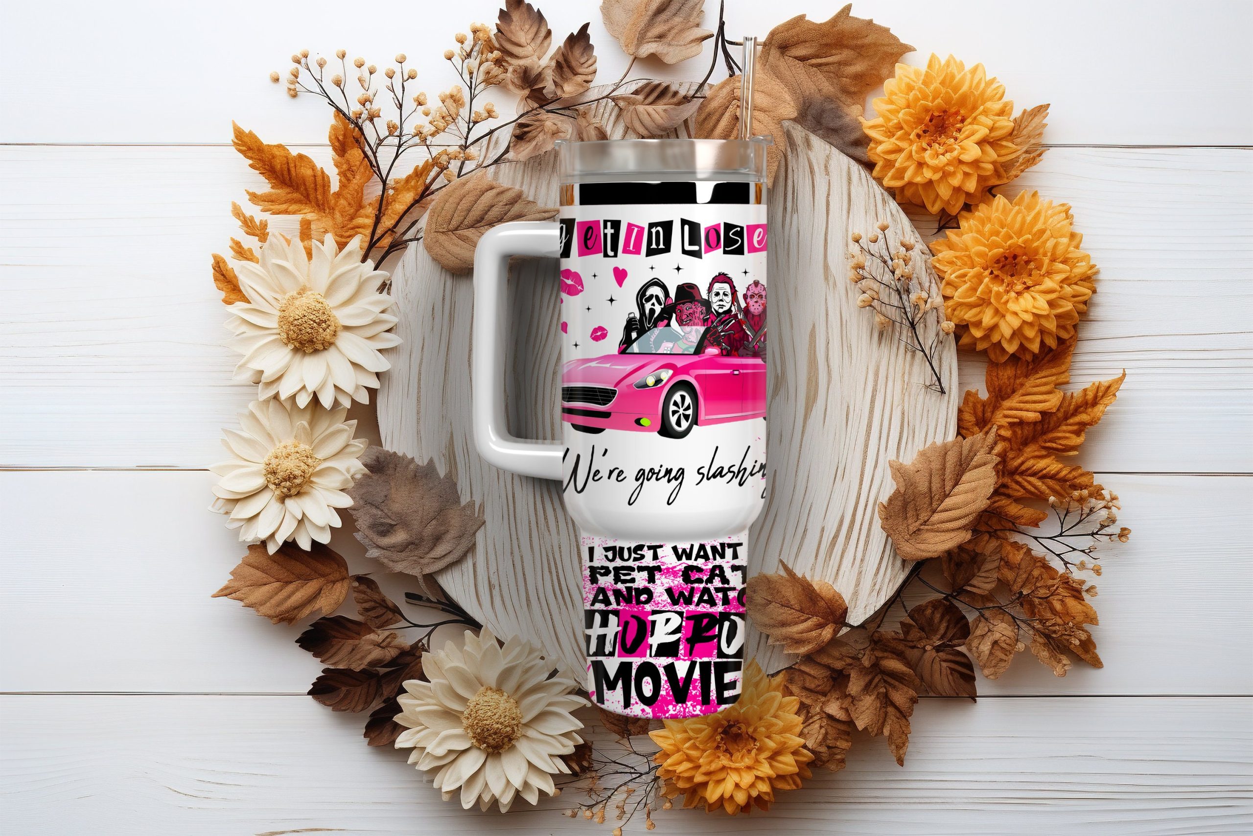 Horror Movie Characters Movies Custom Quencher 30oz or 40oz Stainless Steel Tumbler With Handle HG