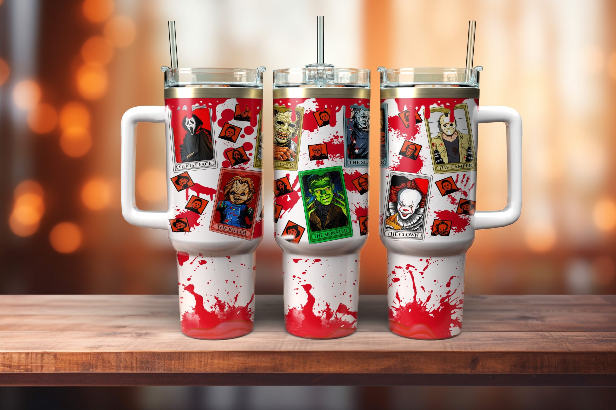 Horror Movie Characters Movies Custom Quencher 30oz or 40oz Stainless Steel Tumbler With Handle HG