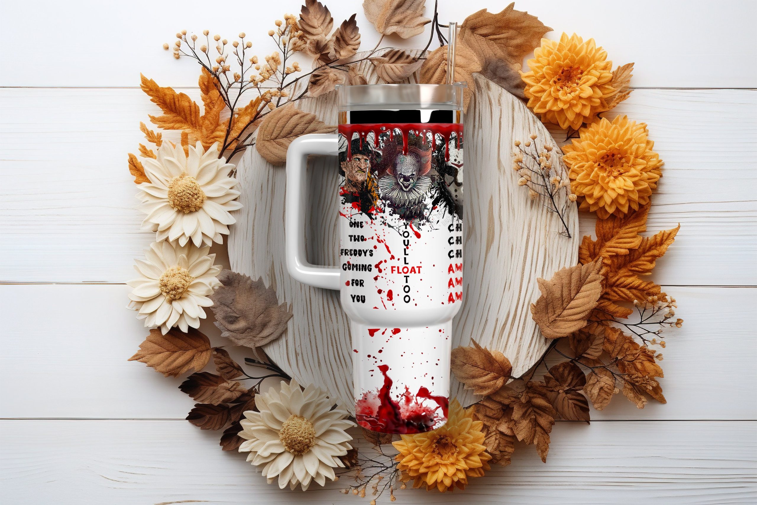 Horror Movie Characters Movies Custom Quencher 30oz or 40oz Stainless Steel Tumbler With Handle HG