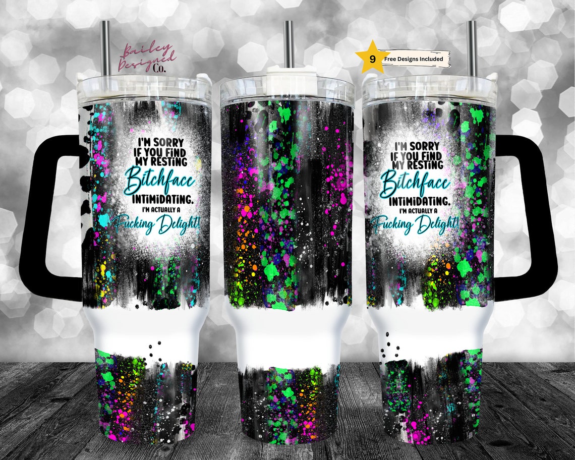Resting Bitchface 30oz or 40oz Tumbler Funny Rude Tumbler with Handle Gift For Her Him Birthday Gift LN