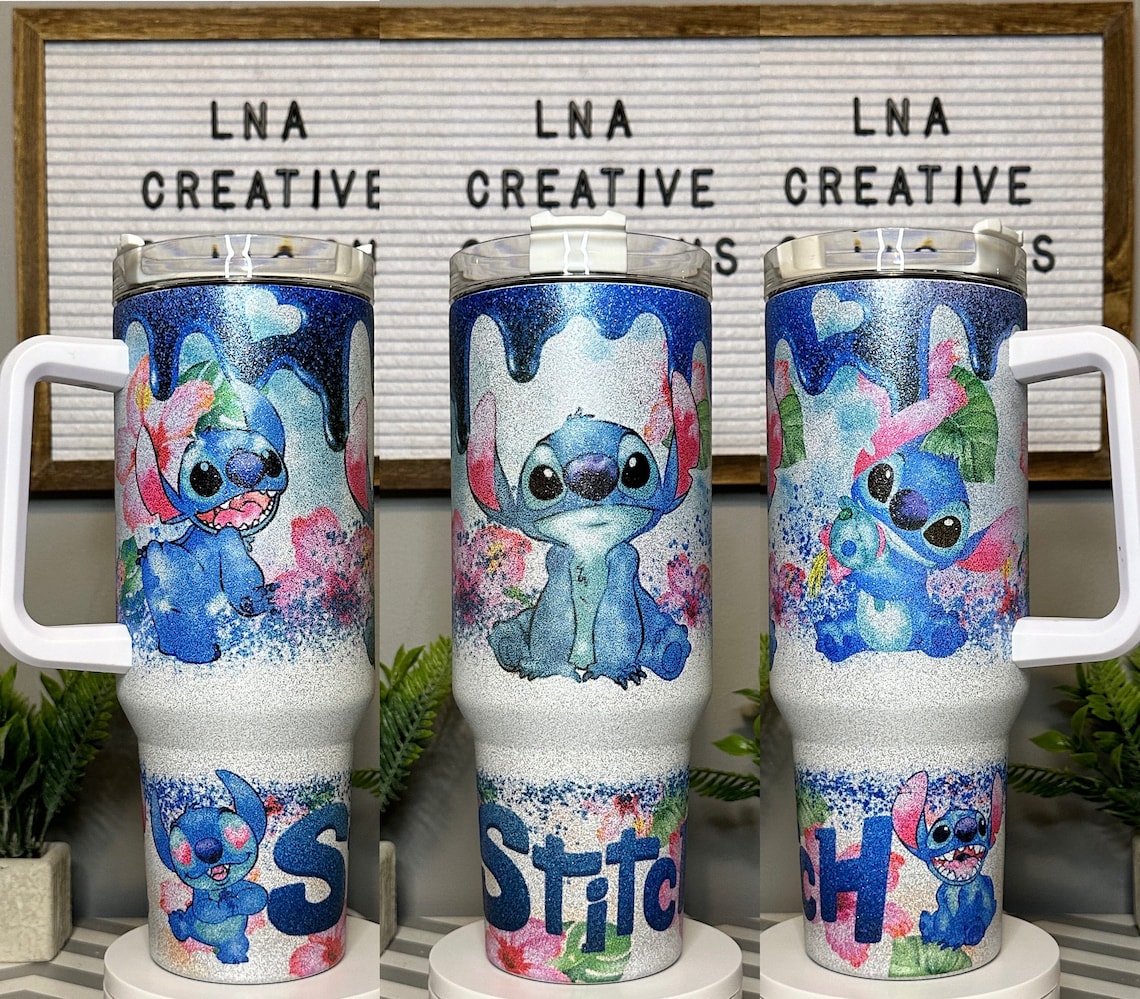Disney Stitch 30oz or 40Oz Tumbler, Blue Stitch Ohana Coffee Tumbler, Lilo Stitch Insulated Tumbler HG