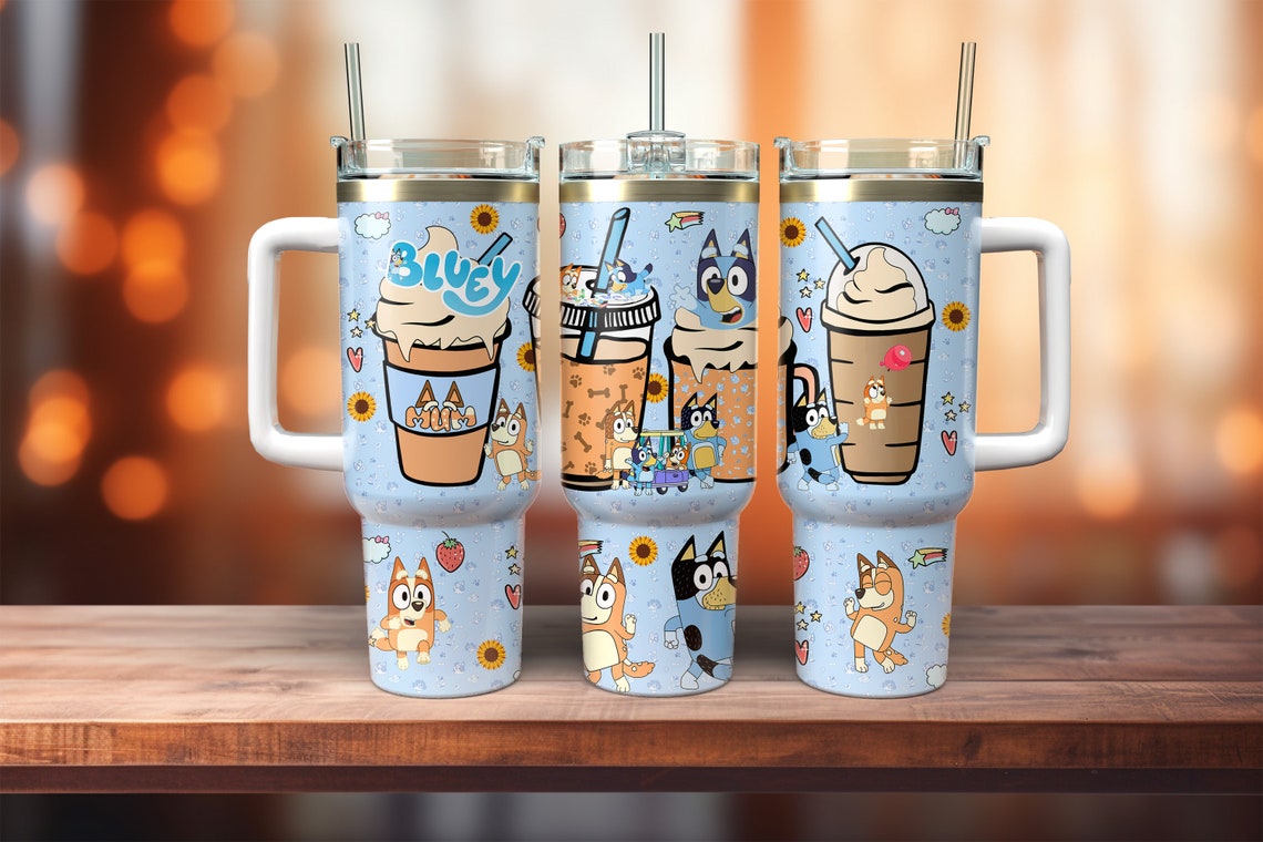 Blu3y And Coffee Cartoon 30oz or 40oz Quencher Tumbler LN Blu3y And Friends