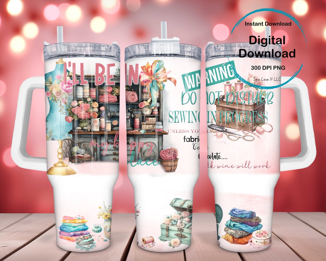 Happy Place Teal sew 30oz or 40oz Tumbler Gift For Her Him Birthday Gift LN